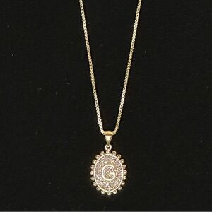 Gold Plated Initial Pendant Necklace - Women’s Jewelry available in G, J, M